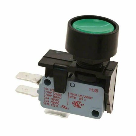 ARCOELECTRIC Pushbutton Switch, Spdt, Momentary, Quick Connect Terminal, Panel Mount-Threaded 3832510MG
